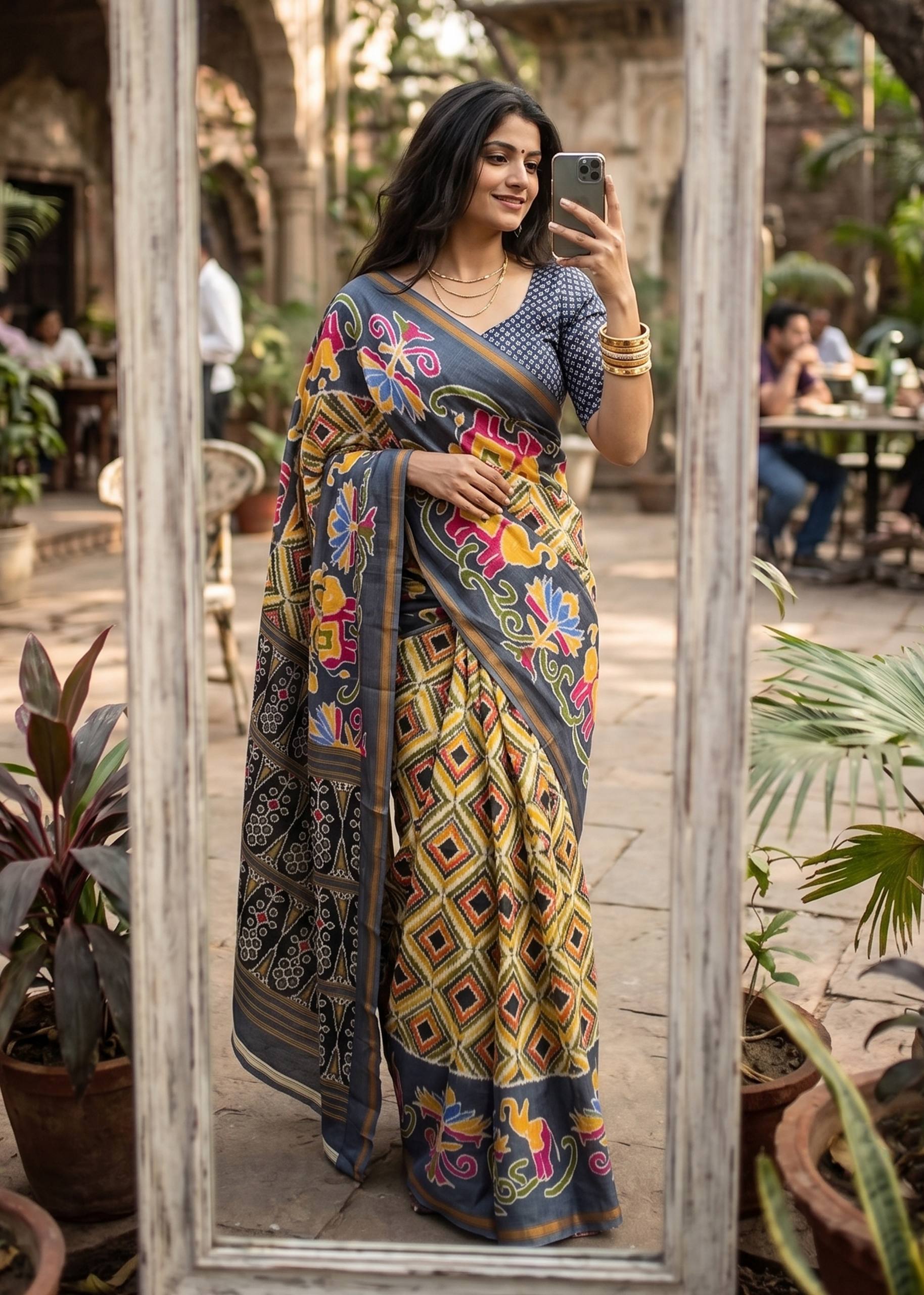 MULMUL SOFT MASLIN COTTON WITH HEVY ZARI BODAR MULTICOLOR SAREE WITH BLOUSE