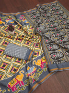 MULMUL SOFT MASLIN COTTON WITH HEVY ZARI BODAR MULTICOLOR SAREE WITH BLOUSE