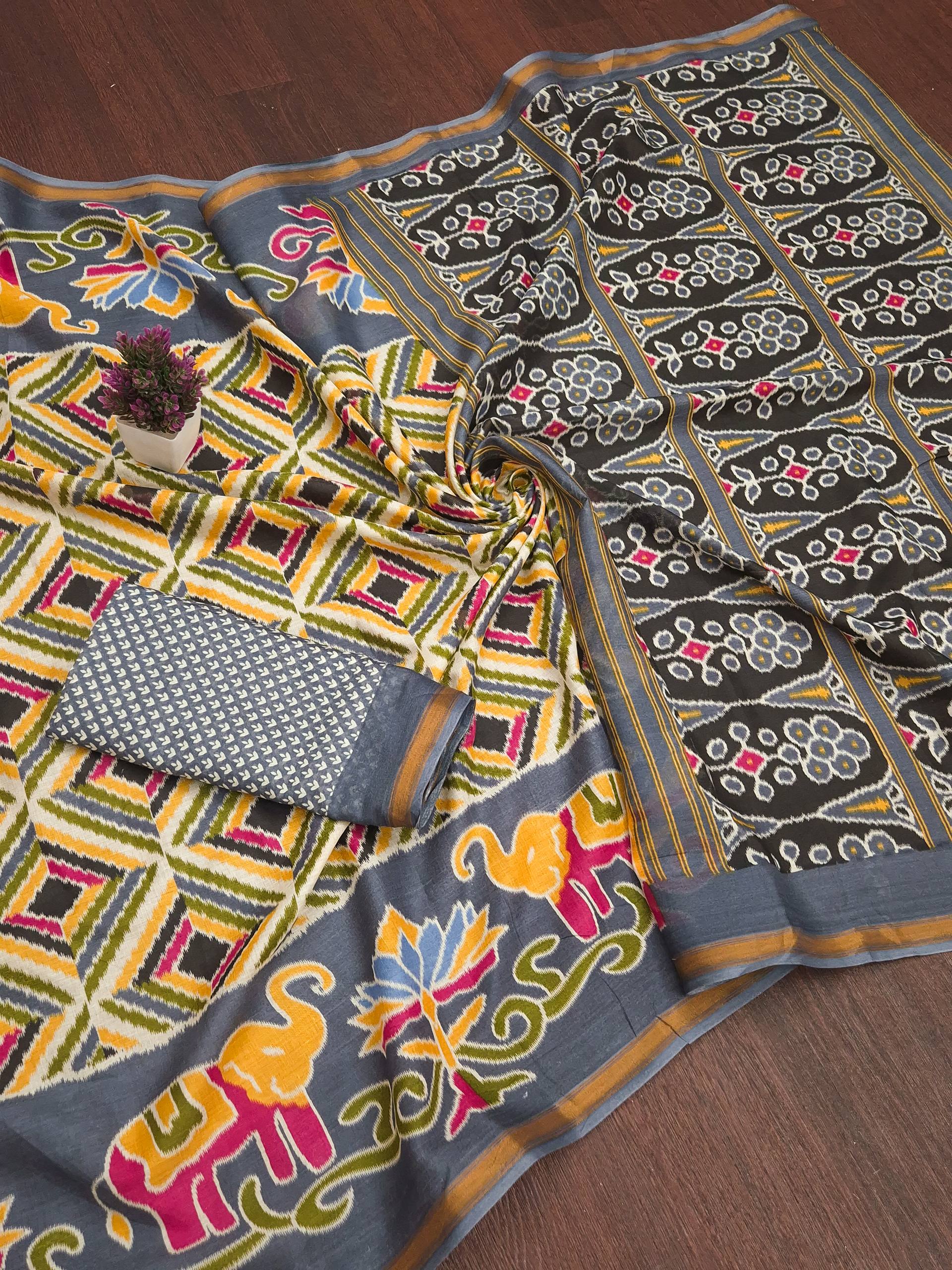 MULMUL SOFT MASLIN COTTON WITH HEVY ZARI BODAR MULTICOLOR SAREE WITH BLOUSE
