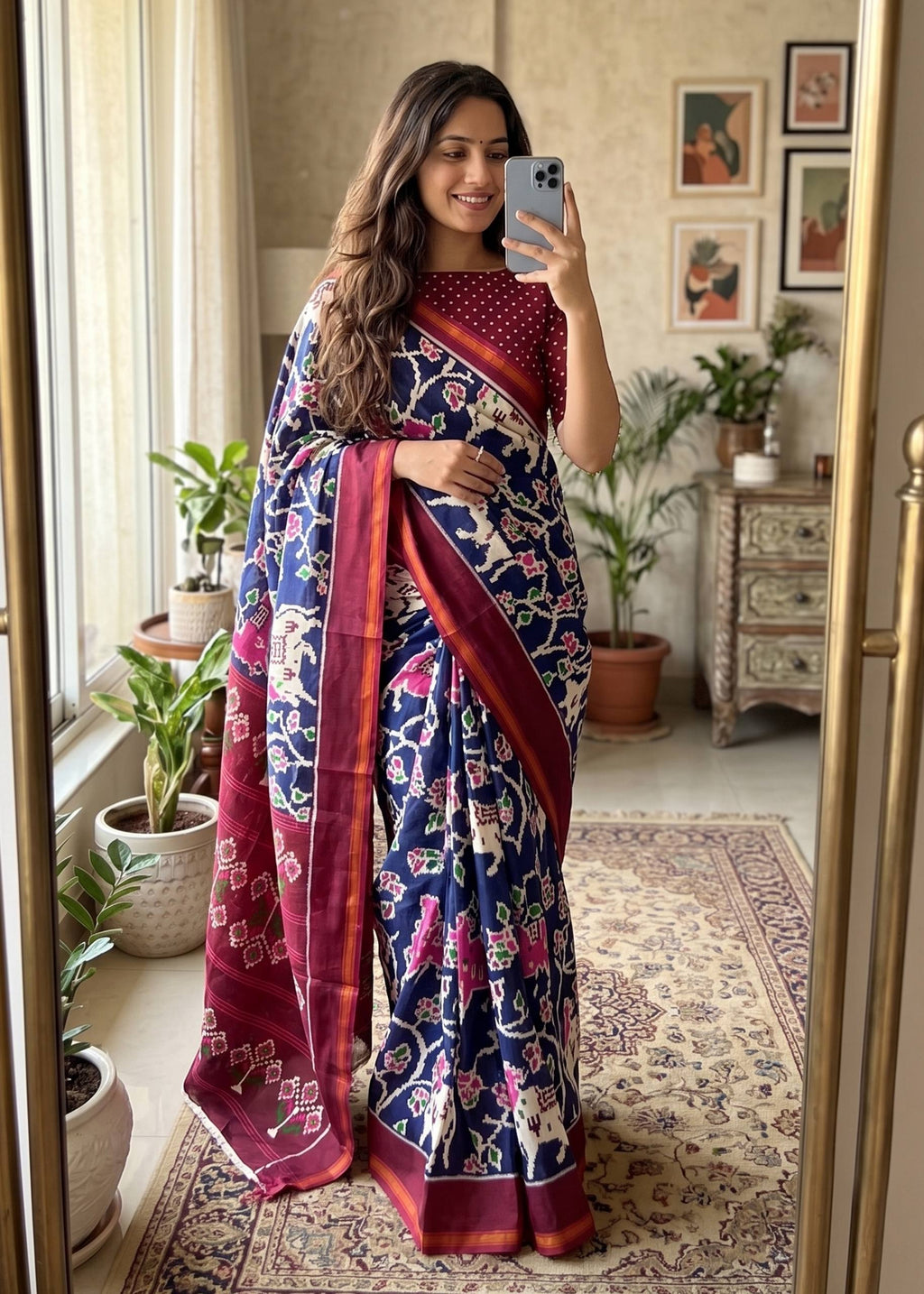 MULMUL SOFT MASLIN COTTON WITH HEVY ZARI BODAR BLUE SAREE WITH BLOUSE
