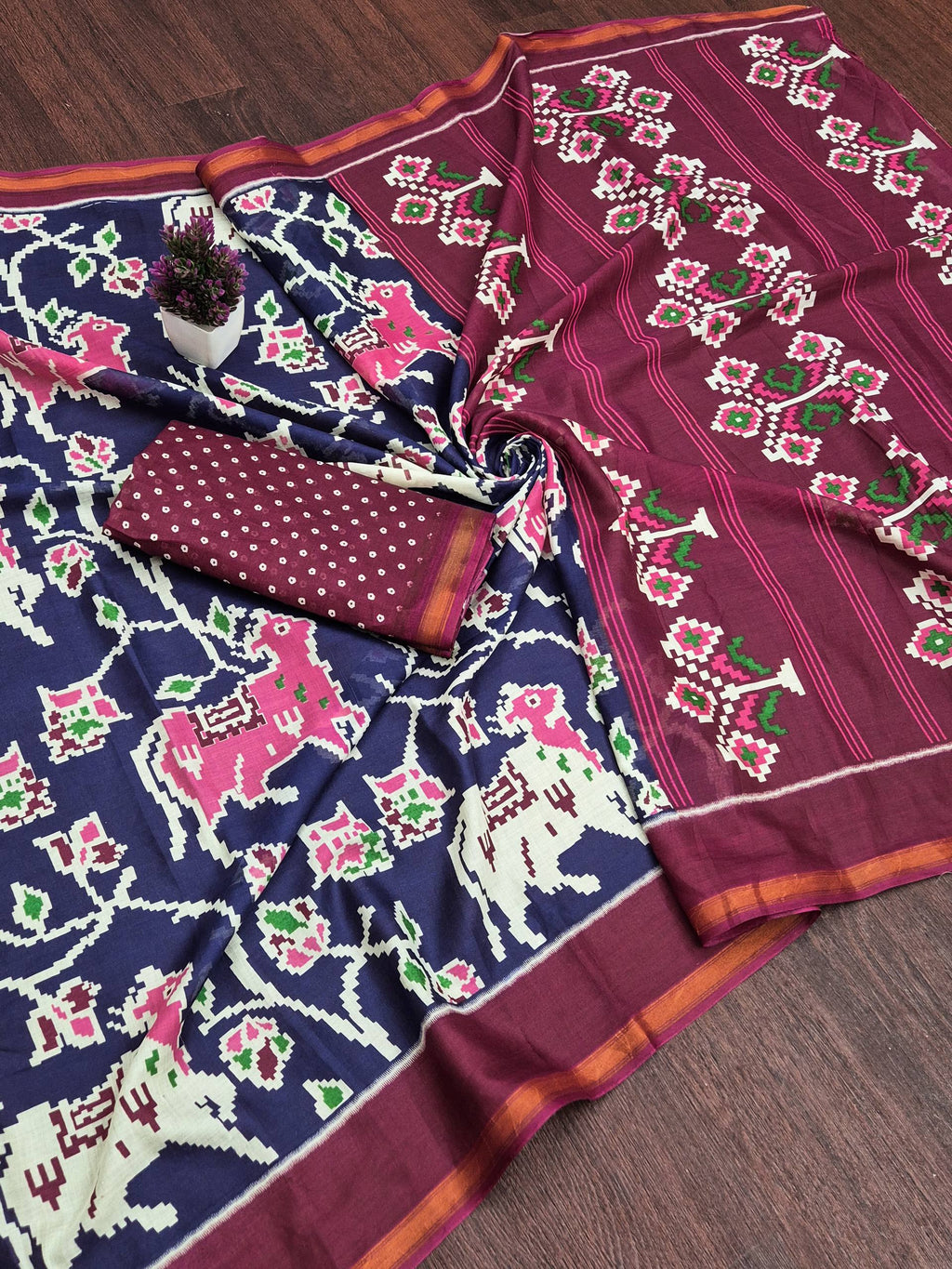 MULMUL SOFT MASLIN COTTON WITH HEVY ZARI BODAR BLUE SAREE WITH BLOUSE