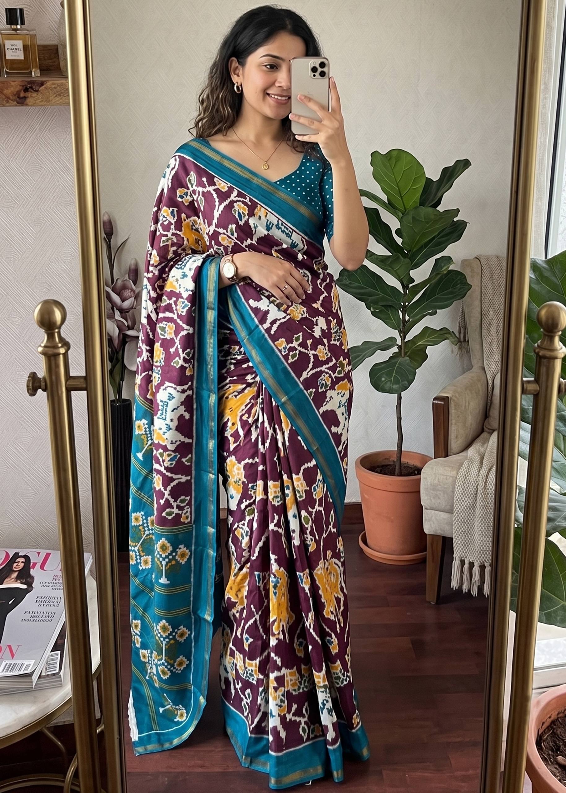 MULMUL SOFT MASLIN COTTON WITH HEVY ZARI BODAR MULTICOLOR SAREE WITH BLOUSE