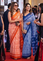PURE MULMUL COTTON BATIK HAND BLOCK PRINT BLUE SAREE WITH BLOUSE