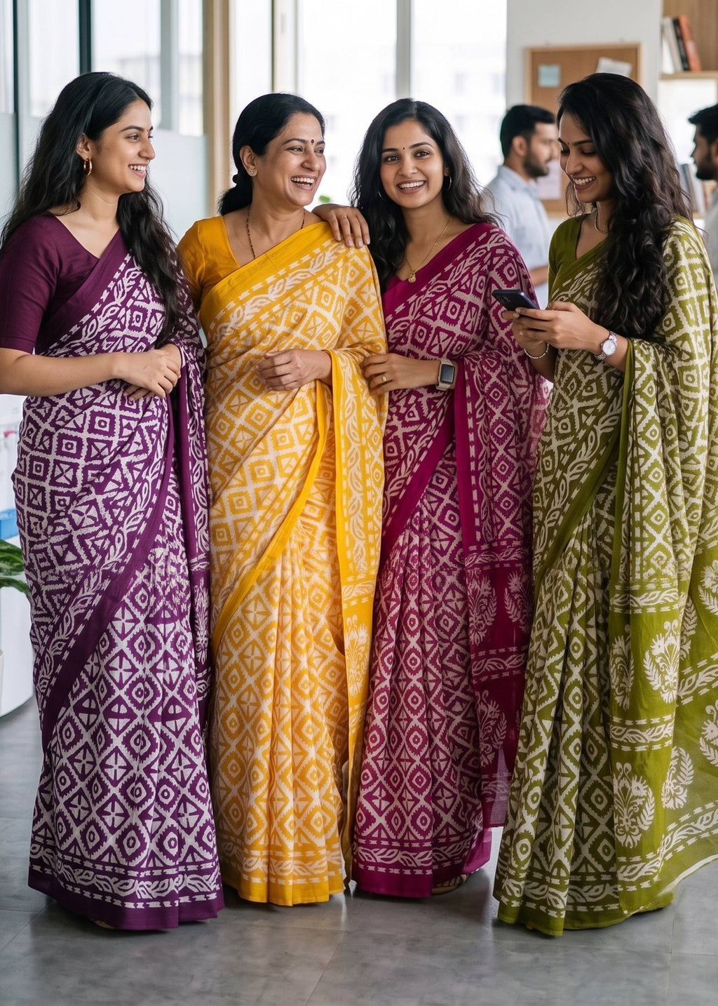 PURE SOFT MULMUL COTTON BATIK HAND BLOCK PRINT PURPLE SAREE WITH BLOUSE
