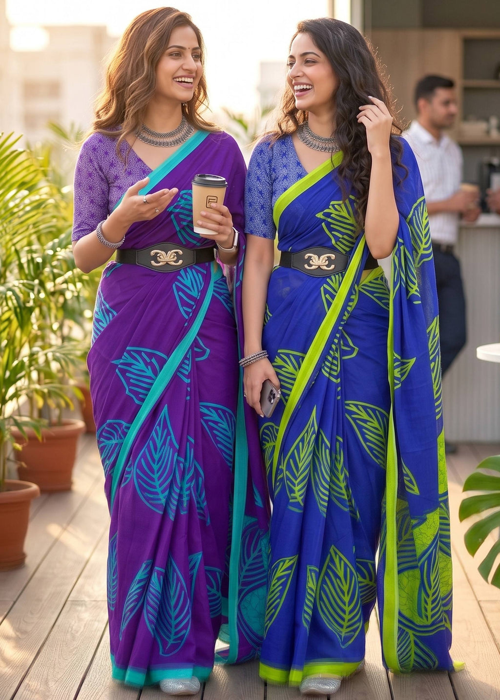 PURE MULMUL MORDAN HAND BLOCK PRINT PURPLE SAREE WITH BLOUSE
