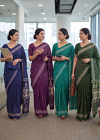 PURE MULMUL COTTON HAND BANDHANI WITH AJRAKH BLOCK PRINT PURPLE SAREE WITH BLOUSE