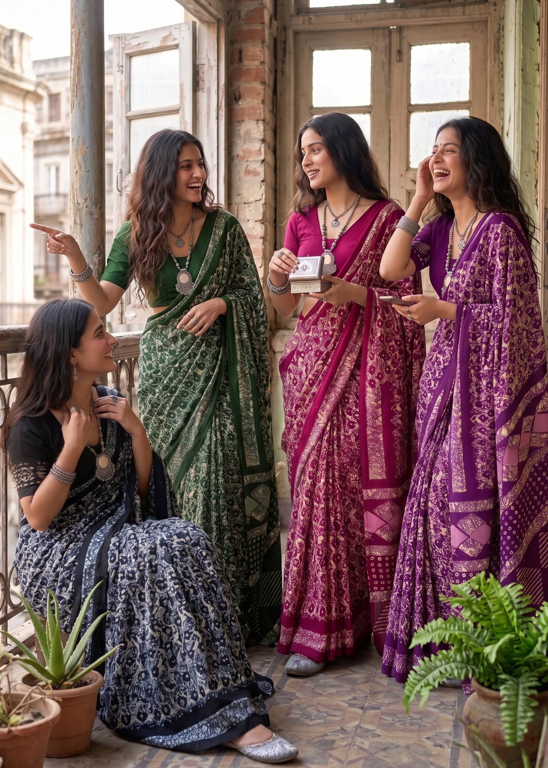 PURE MULMUL COTTON BATIK PRINT GREY SAREE WITH BLOUSE