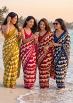 PURE MULMUL COTTON ZIGZAG HAND BLOCK PRINTE MAROON SAREE WITH BLOUSE