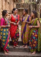 PURE SOFT COTTON IKKAT PRINT RED SAREE WITH BLOUSE