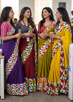 PURE MULMUL COTTON FLORAL PRINTED BLOCK PRINT MAROON SAREE WITH BLOUSE