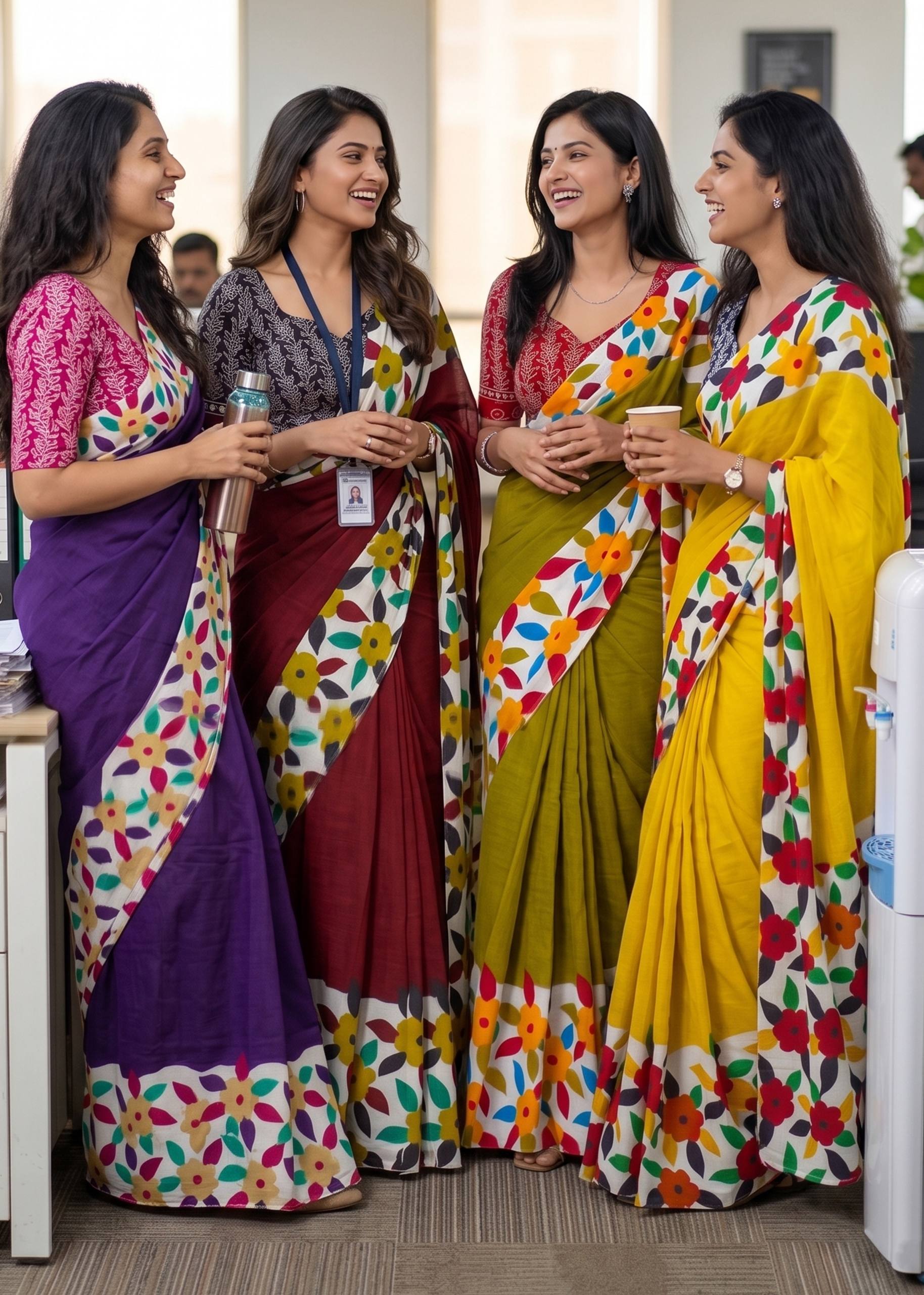 PURE MULMUL COTTON FLORAL PRINTED BLOCK PRINT MAROON SAREE WITH BLOUSE