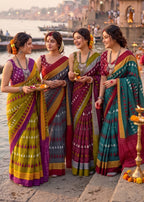 PURE MULMUL COTTON IKKAT HAND BLOCK PRINT MAROON SAREE WITH BLOUSE