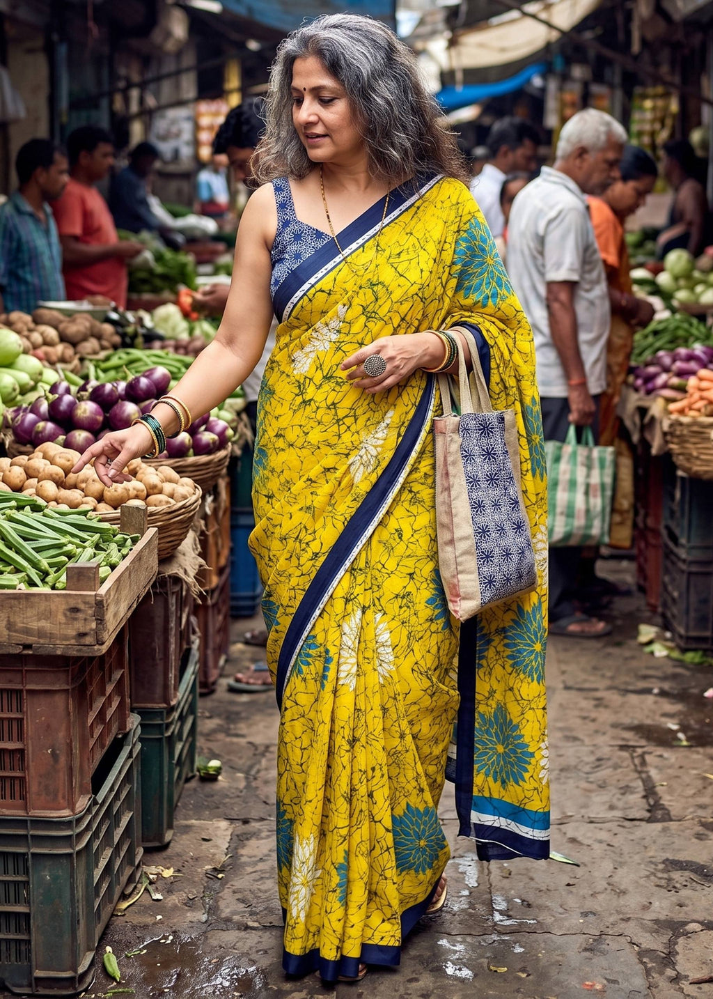 PURE MULMUL COTTON FLOWER PRINT YELLOW SAREE WITH BLOUSE