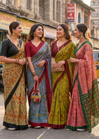 PURE SOFT COTTON IKKAT PRINT BEAGE SAREE WITH BLOUSE