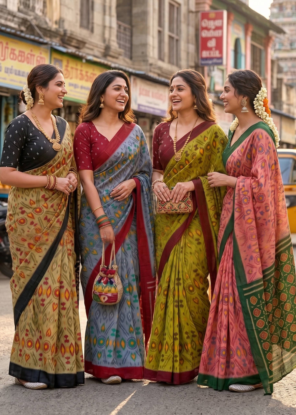 PURE SOFT COTTON IKKAT PRINT MEHANDI GREEN SAREE WITH BLOUSE