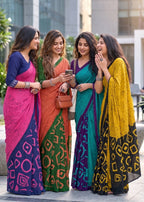 PURE SOFT COTTON FANCY BAGRU BLOCK PRINT BLUE SAREE WITH BLOUSE