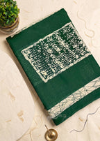 PREMIUM COTTON MULMUL BLEND GREEN SAREE WITH BLOUSE