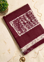 PREMIUM COTTON MULMUL BLEND MAROON SAREE WITH BLOUSE