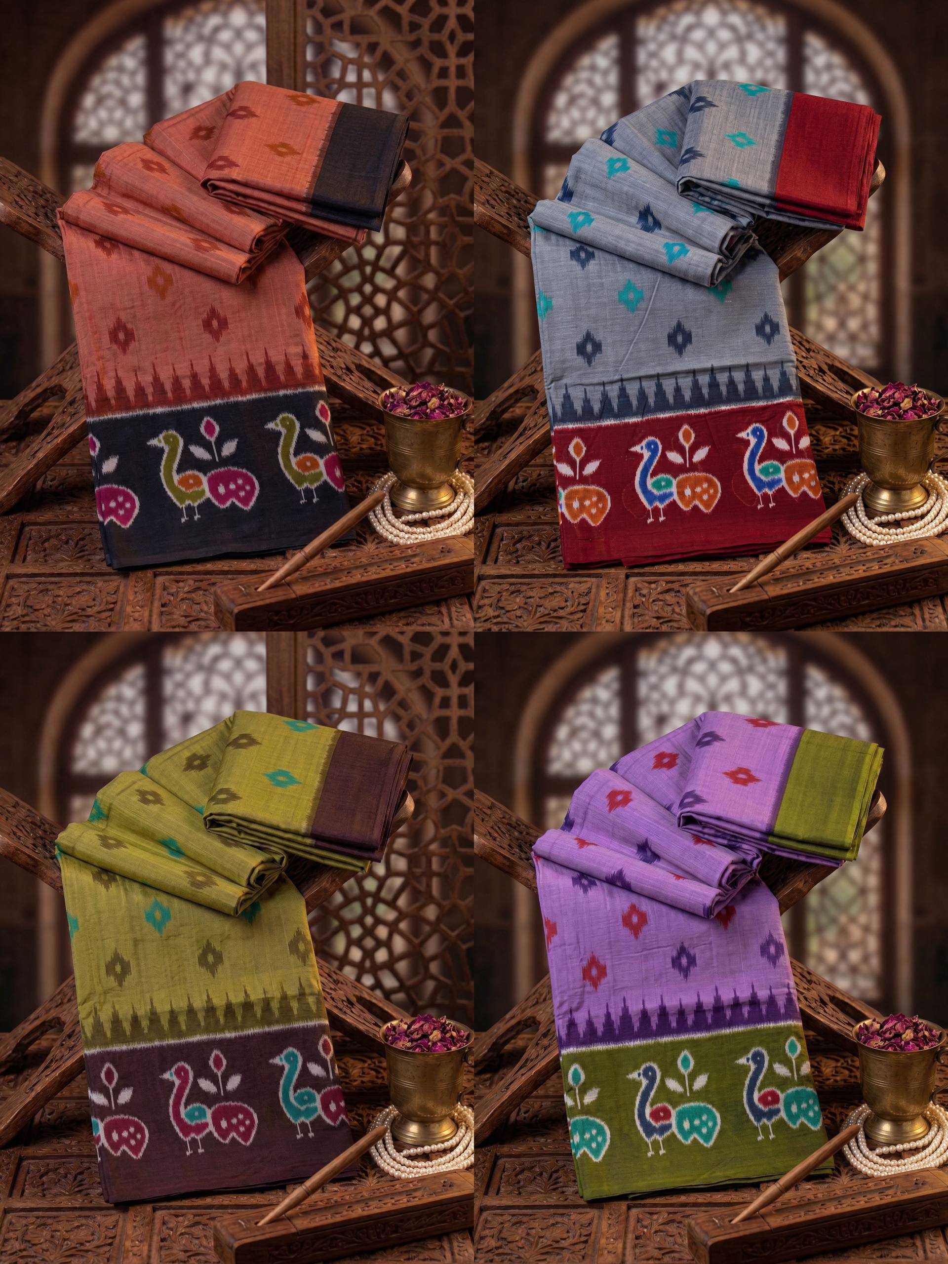 PREMIUM COTTON MULMUL BLEND MULTICOLOR SAREE WITH BLOUSE