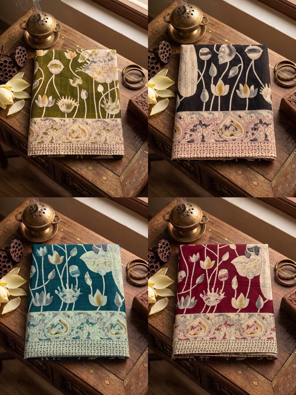 PREMIUM SOFT COTTON BLOCK PRINT OLIVE SAREE WITH BLOUSE
