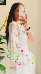 SELFI29 SOFT MASLIN COTTON WITH HEVY ZARI BODAR WHITE SAREE