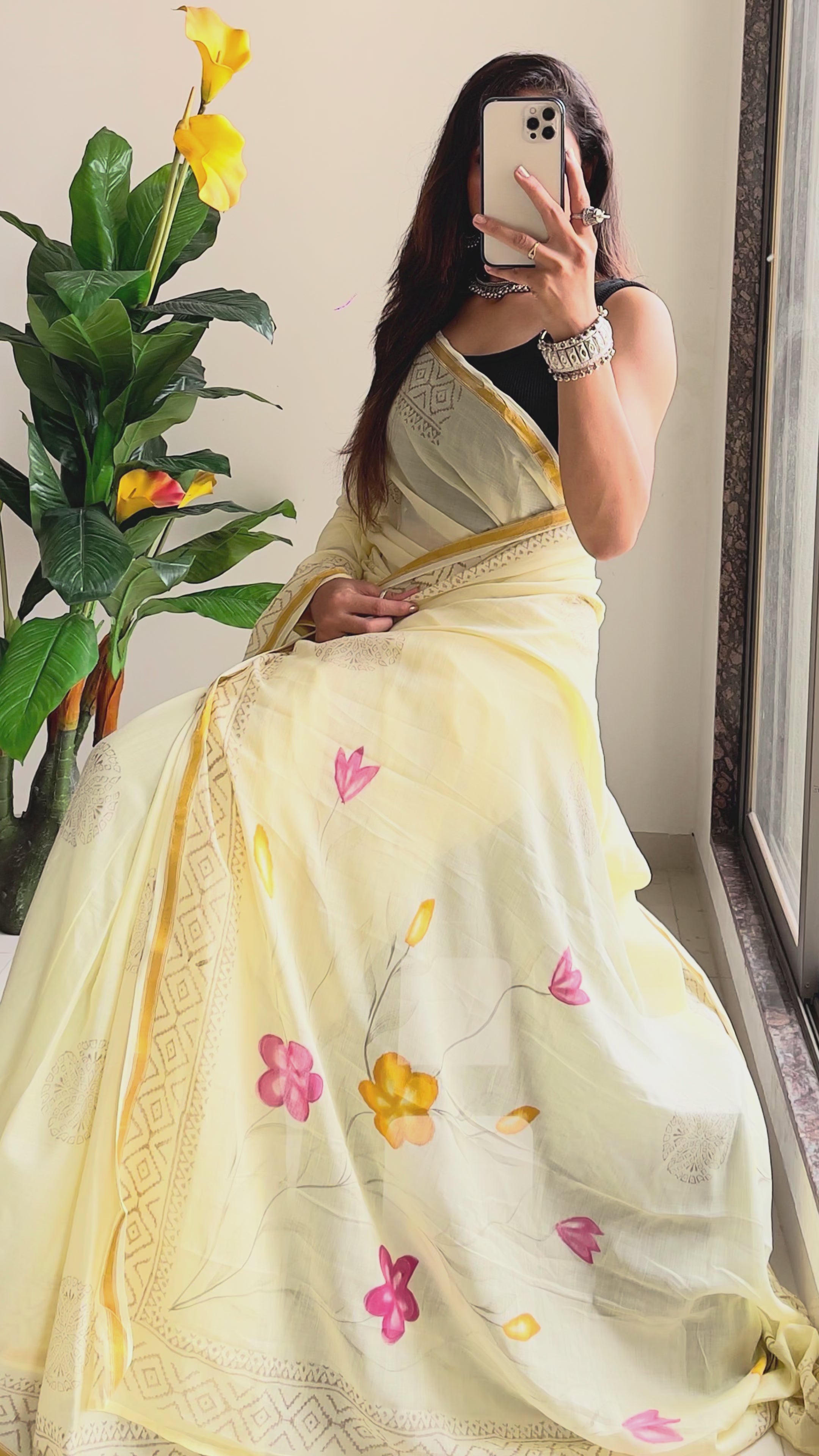 SELFI12 SOFT MASLIN COTTON WITH HEVY ZARI BODAR LIGHT YELLOW SAREE