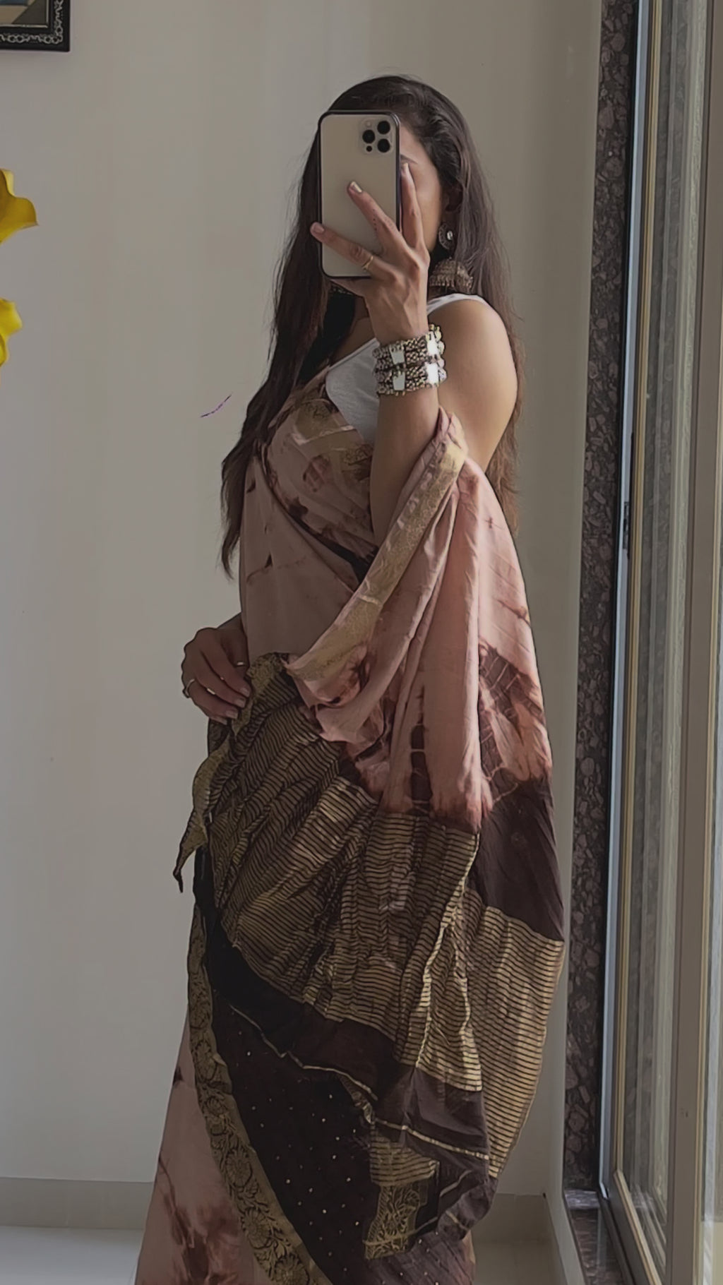 SELFI13 PRIMUM ASSAM SILK NECHRAL SOFT FANCY JACQUARD WITH SIKVANS BORDER DIMANDING WORK BEIGE SAREE