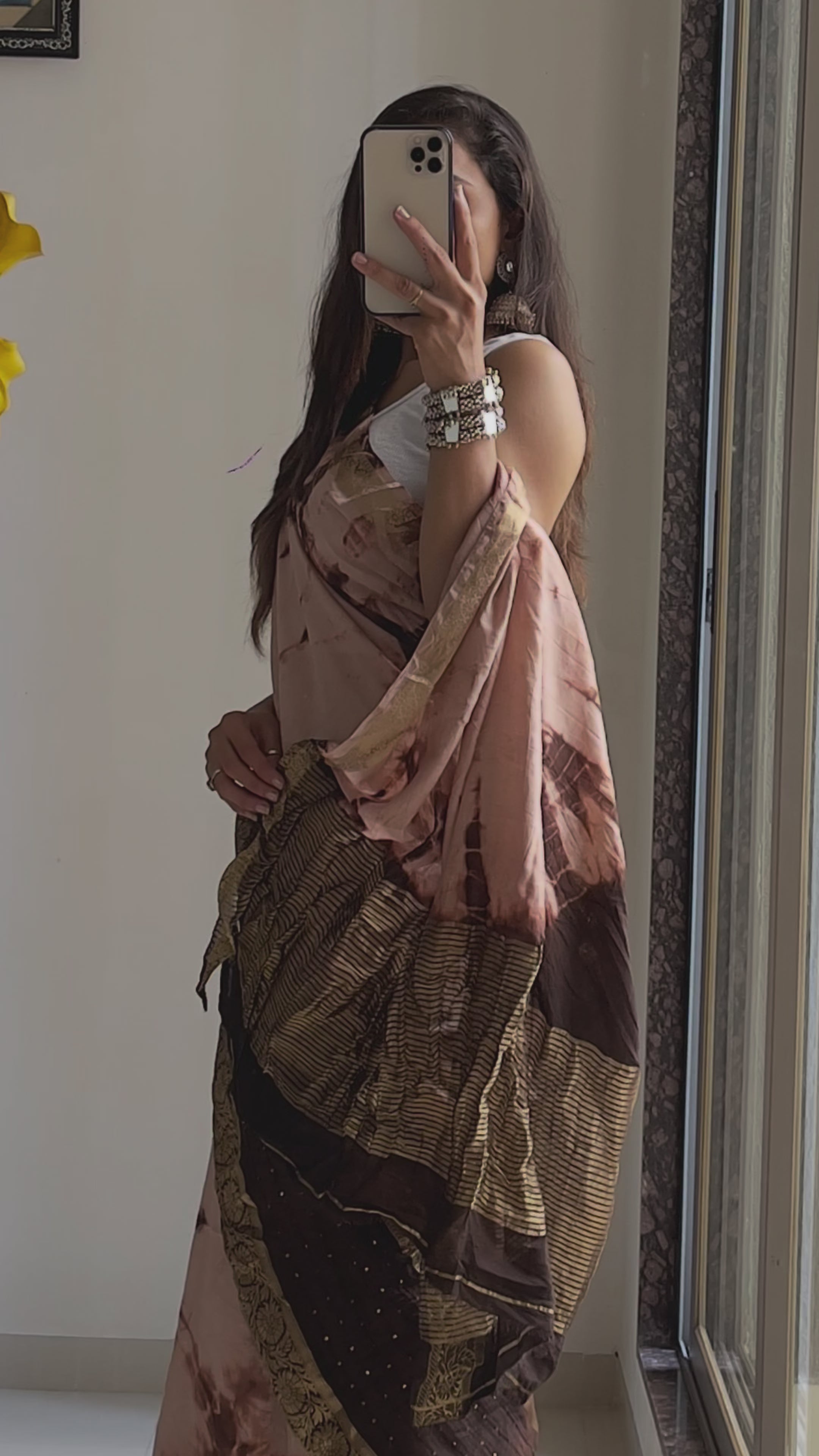 SELFI13 PRIMUM ASSAM SILK NECHRAL SOFT FANCY JACQUARD WITH SIKVANS BORDER DIMANDING WORK BEIGE SAREE