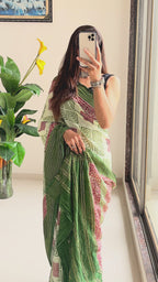 ASSAM SILK NATURAL CELLULOSE NYLON AND VISCOSE ZARI WEAVING OLIVE GREEN SAREE