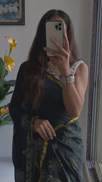 HAND BLOCK4 SOFT MASLIN COTTON WITH HEVY ZARI BODAR BLUE SAREE