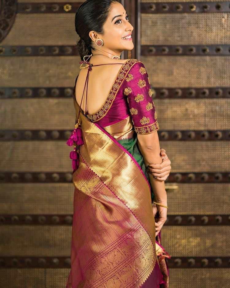 Rich Pallu and Jacqured work Saree 030