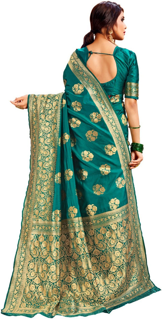 Litchi Banarasi silk with Antique Jari Half Half saree