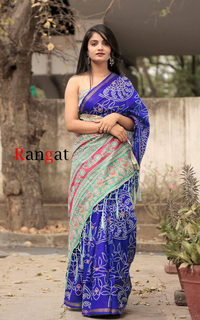 Block Print Bandhej Saree