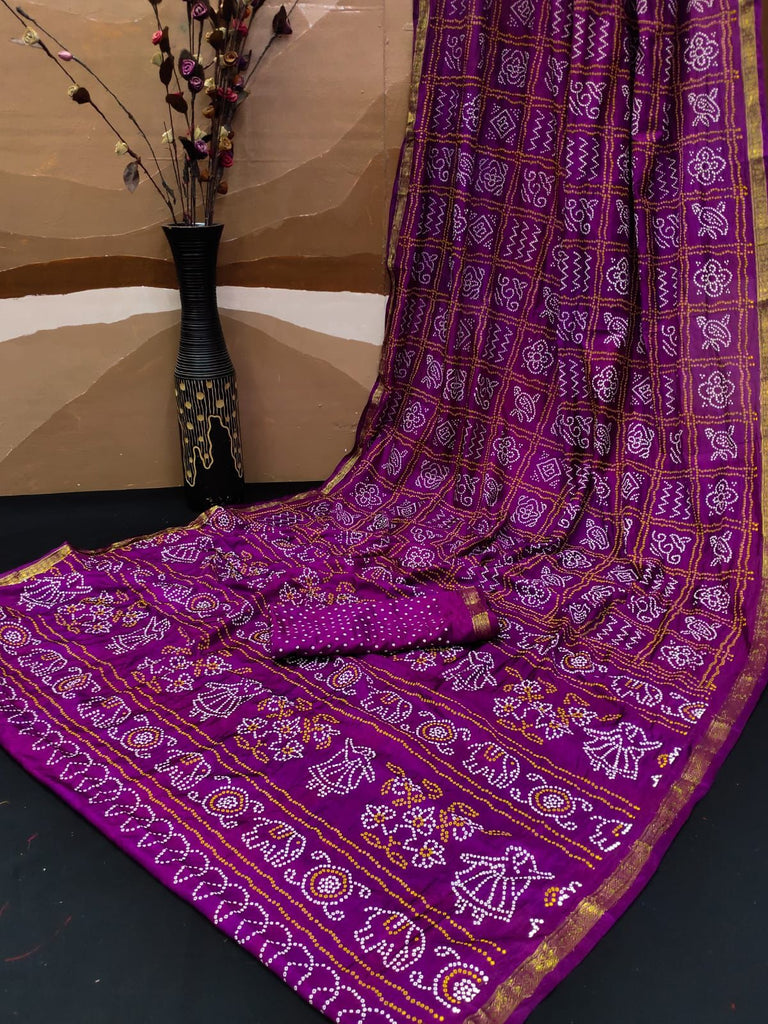 Satrangi Tafetta Silk Bandhani Saree