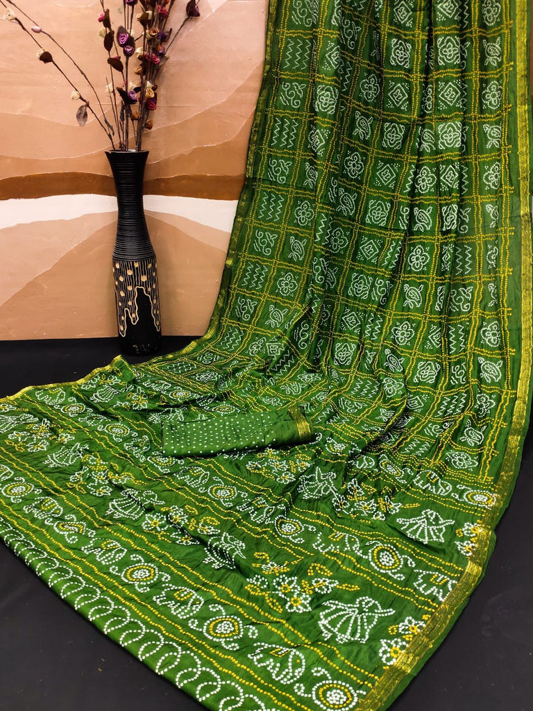 Satrangi Tafetta Silk Bandhani Saree