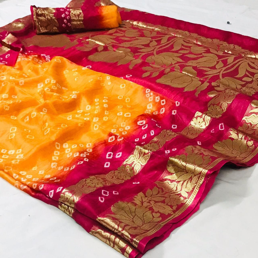 Kamal Pallu Art Silk Bandhani Saree