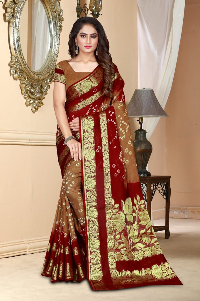 Kamal Pallu Art Silk Bandhani Saree