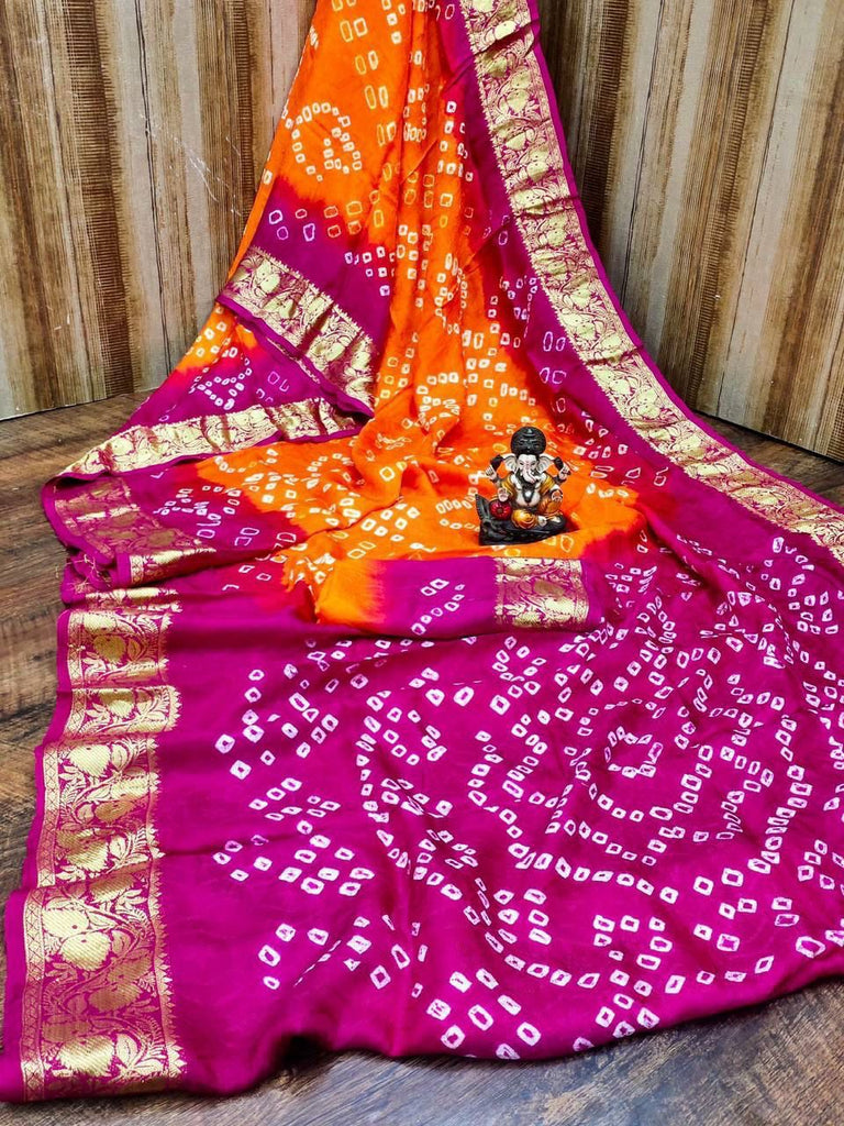 Pavitra Art Silk Bandhani Saree