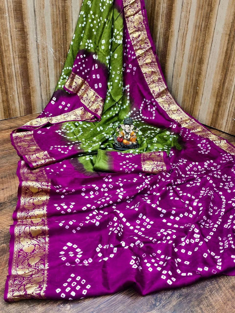 Pavitra Art Silk Bandhani Saree