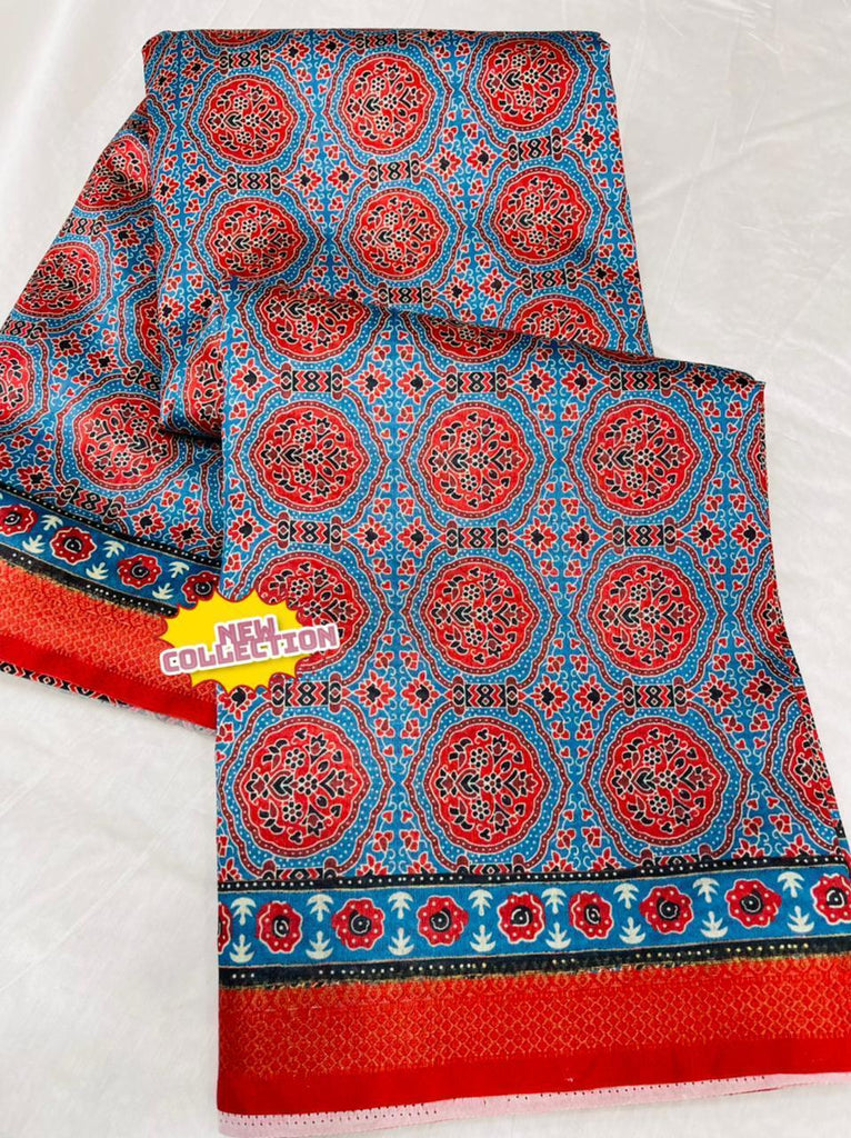 Resham Cotton Silk Fabric Ajarakh Print