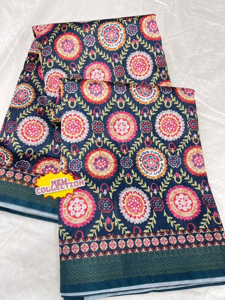 Resham Cotton Silk Fabric Ajarakh Print