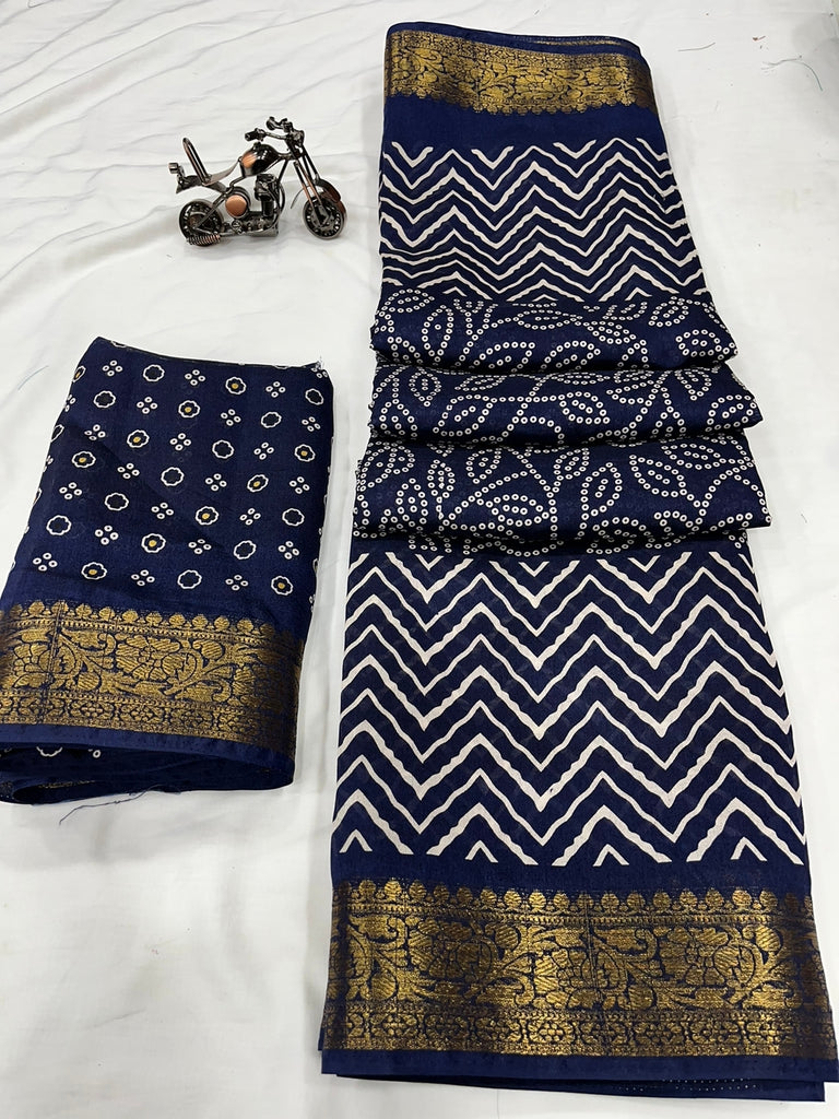 Cotton Slub Half Leheriya Saree