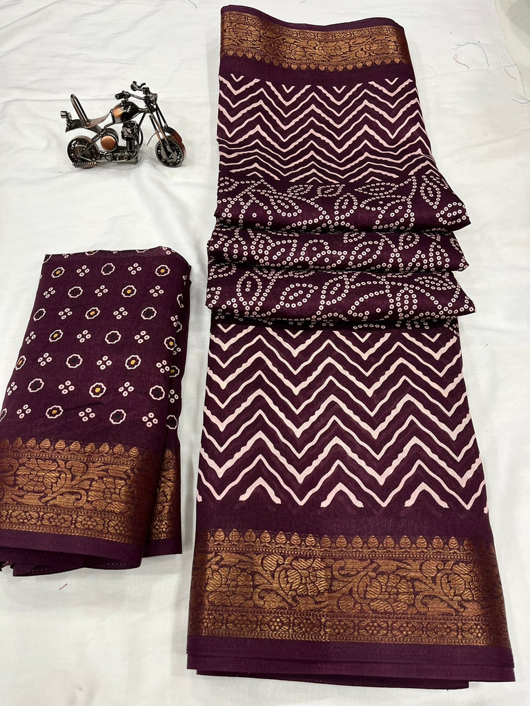 Cotton Slub Half Leheriya Saree