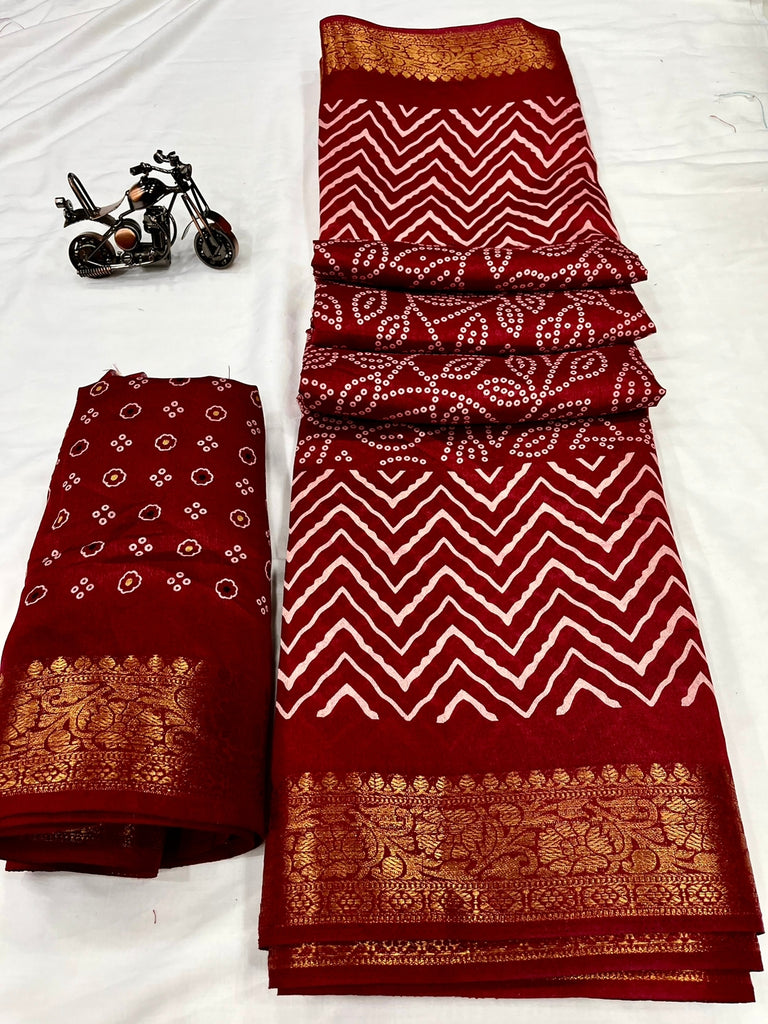 Cotton Slub Half Leheriya Saree