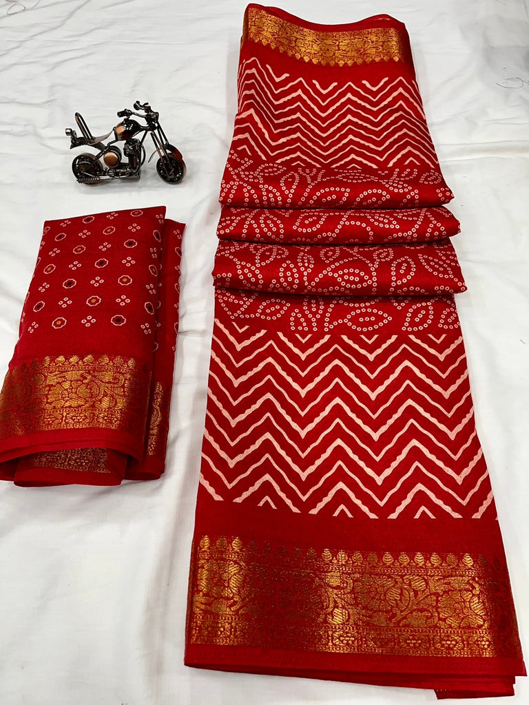 Cotton Slub Half Leheriya Saree